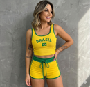 Conjunto Brasil Cropped e Short