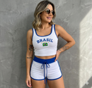 Conjunto Brasil Cropped e Short