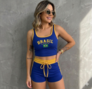 Conjunto Brasil Cropped e Short