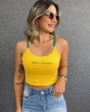 Cropped Brasil Alça Amarelo