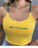 Cropped Brasil Alça Amarelo